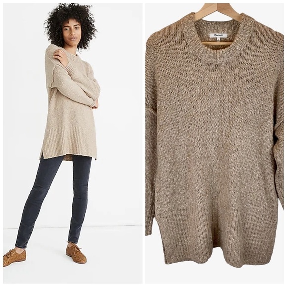 Madewell Baxter Beige Alpaca Blend Knit  Long Line Sweater Tunic sz S - Picture 1 of 11